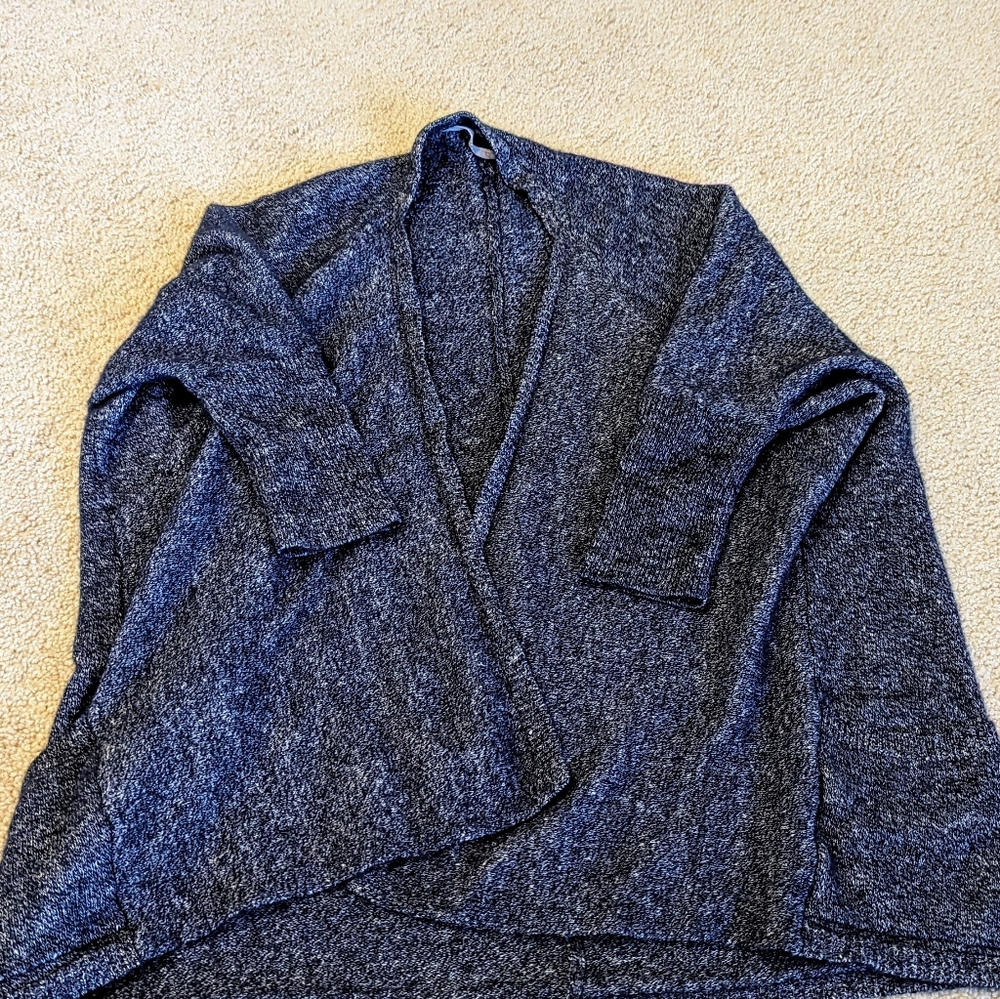 Athleta women's xs 52% cashmere shawl cocoon wrap navy heathered